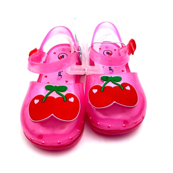 Girls Sandal Shoes Size 8 Jelly Cherry Pink Lainey Adjustable Strap Children - Picture 2 of 8